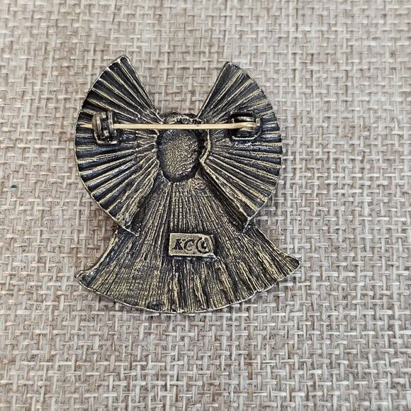 VTG Brooch Kenneth Cole Angel Pewter Silver Faux Topaz Birthstone Scorpio Pin - Picture 6 of 12